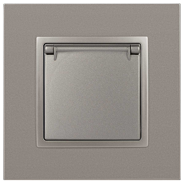 Розетка ЭРА Elegance 14-2103-16 с заземлением 2P+E Schuko со шторками с крышкой 16А-250В титан Б0065811