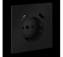 Накладка для розетки с заземлением и защитными шторками с USB A+A S70 (черный матовый) Voltum VLS000908