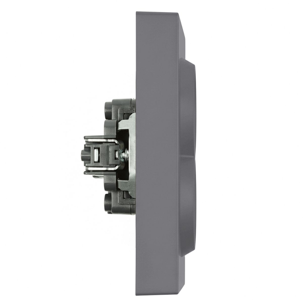 Розетка 2-местная с защитной шторкой, STEKKER, с/з, 250В, 16А, серия Эмили, RST16-5114-10, платиново-серый, soft touch 49960