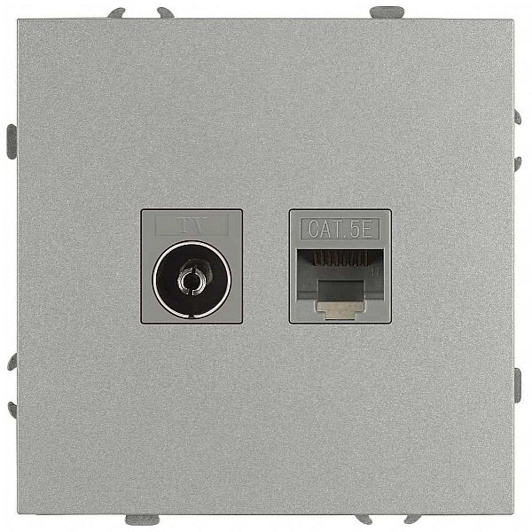 Розетка ЭРА Galaxy 15-3110-03 комбинированная RJ45+TV IP20 алюминий Б0070780