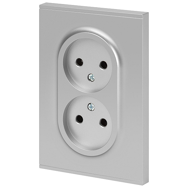 Розетка ЭРА Arktik 16-2107-03 без заземления двойная 2X2P 16А-250В алюминий Б0071683