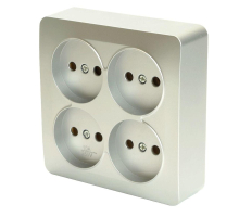 Розетка четырехместная 2P Stekker София серебро MST10-14S-03 49333