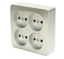 Розетка четырехместная 2P Stekker София серебро MST10-14S-03 49333