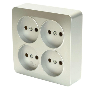 Розетка четырехместная 2P Stekker София серебро MST10-14S-03 49333
