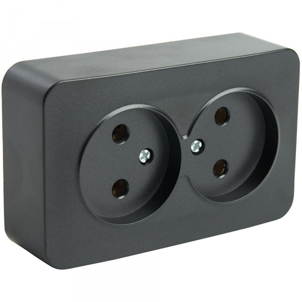 Розетка двойная 2P Stekker София черный MST10-12-02 49315 Розетка двойная 2P Stekker София черный MST10-12-02 49315