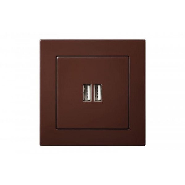 Розетка 2xUSB Liregus Epsilon коричневый 28-1453 Розетка 2xUSB Liregus Epsilon коричневый 28-1453