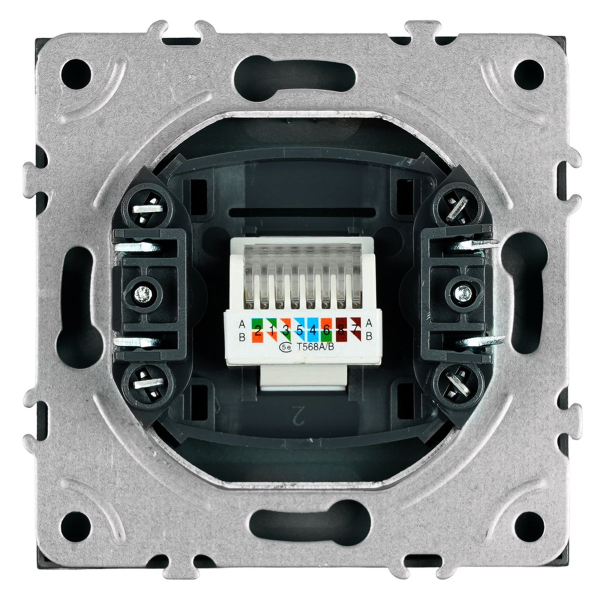 Розетка компьютерная 1-местная RJ-45 (механизм), STEKKER, серия Эмили, RST00-5117-10, платиново-серый, soft touch 49951