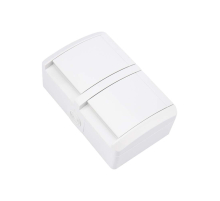 Блок горизонтальный 2 розетки (керамика) INDUSTRIAL IP54 с заземлением, о/у, белый KRANZ KR-78-0803