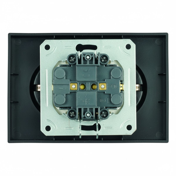 Розетка 2-местная с защитной шторкой, STEKKER,  б/з, 250В, 16А, серия Эмили, RST16-5116-05, черный уголь, soft touch 49851