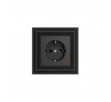 Розетка 2P Liregus Retro со шторками черный матовый 29-225