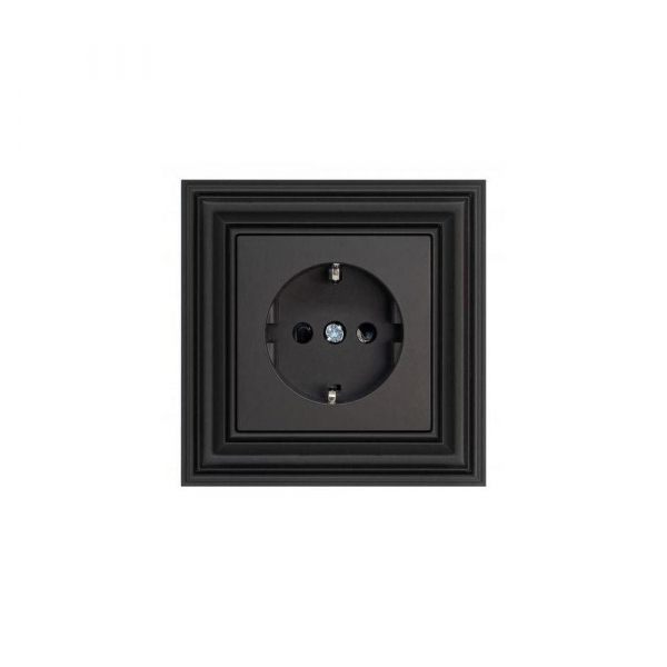 Розетка 2P Liregus Retro со шторками черный матовый 29-225 Розетка 2P Liregus Retro со шторками черный матовый 29-225