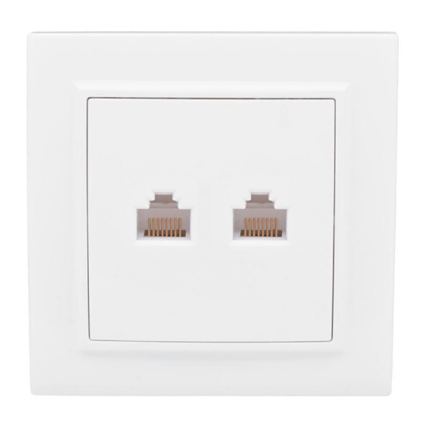 Розетка RJ-45 2-местная СП Минск белая EKF ERK02-035-10