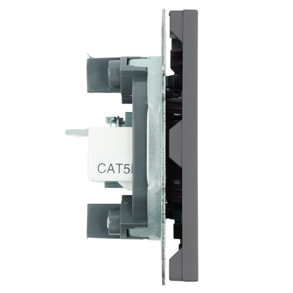 Розетка TV + компьютерная RJ-45 (механизм), STEKKER, серия Эмили, RST00-5106-10, платиново-серый, soft touch 49950