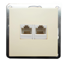 Розетка LK Studio телефонная двойная 2хRJ-11 с накладкой (бежевый) LK60 865601-1