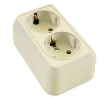 Розетка Makel 2-м ОП с заземл. крем. 45282