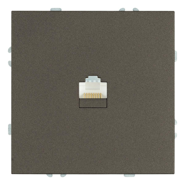 Розетка компьютерная 1-местная RJ-45 (механизм), Stekker Эмили, RST00-5117-09, антрацит, soft touch 49925
