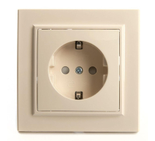 Розетка 2P+PE Stekker Эрна со шторками слоновая кость PST16-9010-02 39236