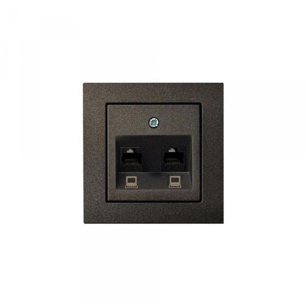 Розетка 2хRJ45 Liregus Epsilon антрацит 28-1151 Розетка 2хRJ45 Liregus Epsilon антрацит 28-1151