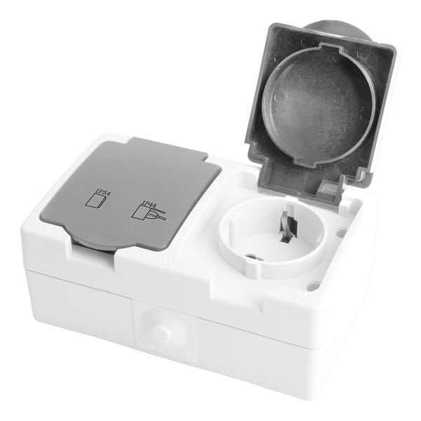 Розетка 2-местная с крышкой Stekker Велена PST16-22-54 49730