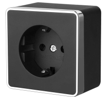 Розетка с заземлением Werkel Gallant черный/хром W5071035 4690389164514