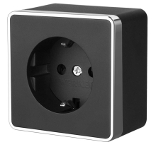 Розетка с заземлением Werkel Gallant черный/хром W5071035 4690389164514