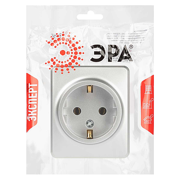 Розетка ЭРА Эксперт 11-2203-03 2P+E Schuko IP20 16A-250В ОУ алюминий Б0063020