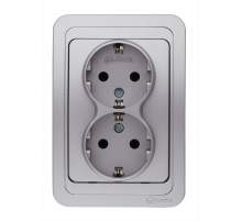 Розетка двойная с/з ( новый дизайн) Makel Mimoza 26682