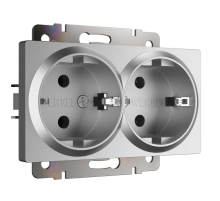 Розетка двойная с заземлением Werkel серебряный матовый W1172065 4690389195617