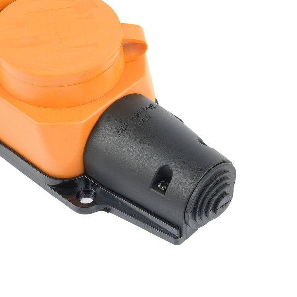 Розетка переносная 4-местная 2P+PE Stekker Одри с крышкой оранжевый RST16-24-44-5 49404