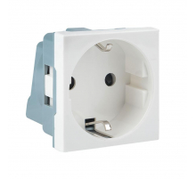Розетка 45х45 с заземлением, 90 градусов, белая EKF E2MR16-028-10