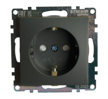 Розетка 2P+PE Stekker Катрин со шторками графит GLS16-7110-06 49423