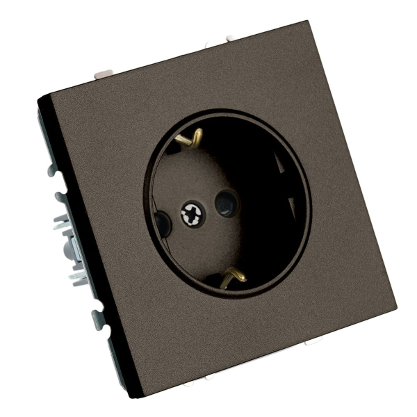 Розетка 1-местная с защитной шторкой с/з (механизм), Stekker, 250В, 16А Эмили, RST16-5110-09, антрацит, soft touch 49932