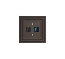 Розетка HDMI/USB Liregus Retro коричневый омбре 29-039