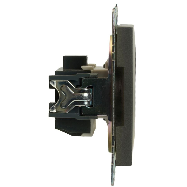 Розетка 2P Stekker Катрин со шторками графит GLS10-7109-06 49420