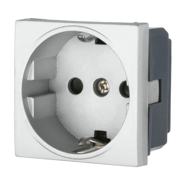 Розетка LK Studio с з/к, со шторками матовая поверхность (серебристый металлик) LK45 851403-1