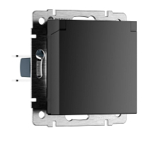 Розетка Werkel влагозащищенная с заземлением с защитой крышкой и шторками N черный матовый W1171208 4690389212895