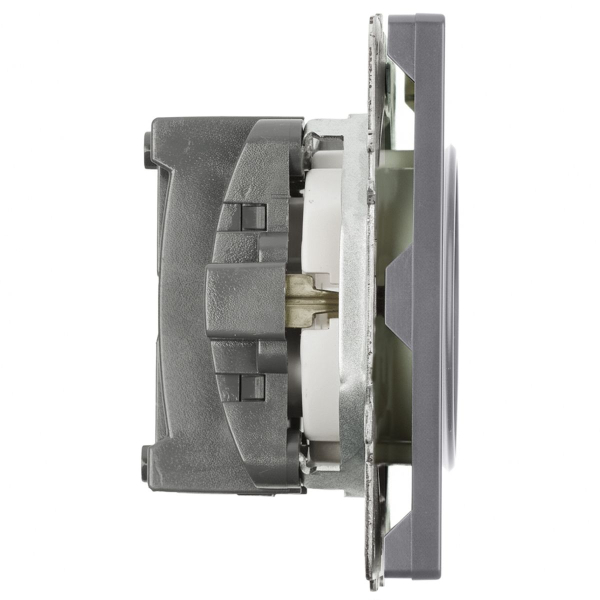 Розетка 1-местная с защитной шторкой с/з (механизм), STEKKER, 250В, 16А, серия Эмили, RST16-5110-10, платиново-серый, soft touch 49958