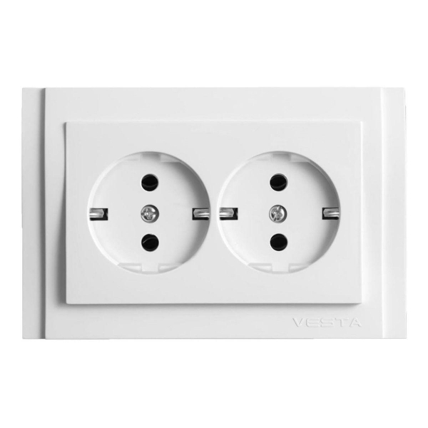 Розетка двойная 2P+E Vesta-Electric Verona белый F00050201BEL Розетка двойная 2P+E Vesta-Electric Verona белый F00050201BEL