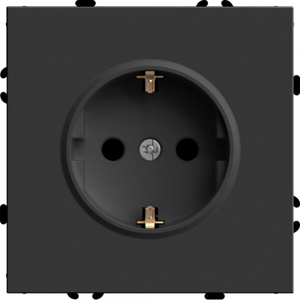 Розетка 2P+PE Stekker Эмили со шторками черный уголь RST16-5110-05 49854