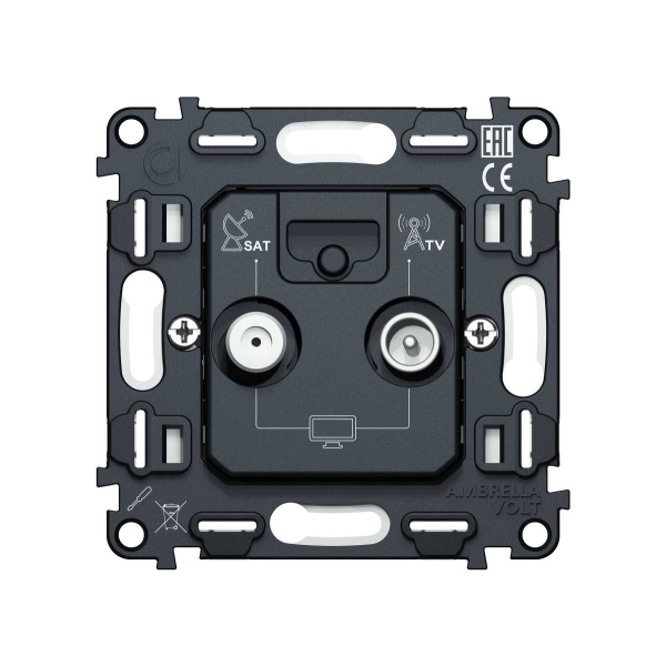 Механизм розетки TV оконечной + SAT 5-862MHz 3.5dB/950-2150MHz 3.5dB AMBRELLA VOLT VM VM217