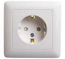 Розетка 2К+З Systeme Electric Хит 16A 250V со шторками белая RA16-138-B