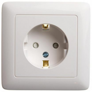 Розетка 2К+З Systeme Electric Хит 16A 250V со шторками белая RA16-138-B