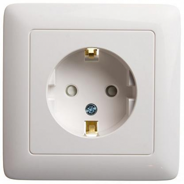 Розетка 2К+З Systeme Electric Хит 16A 250V со шторками белая RA16-138-B