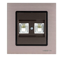 Розетка телефонная двойная Vesta-Electric Exclusive Champagne Metallic шампань FRZ00041014BSH