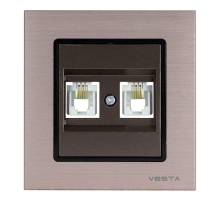 Розетка телефонная двойная Vesta-Electric Exclusive Champagne Metallic шампань FRZ00041014BSH