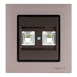 Розетка телефонная двойная Vesta-Electric Exclusive Champagne Metallic шампань FRZ00041014BSH