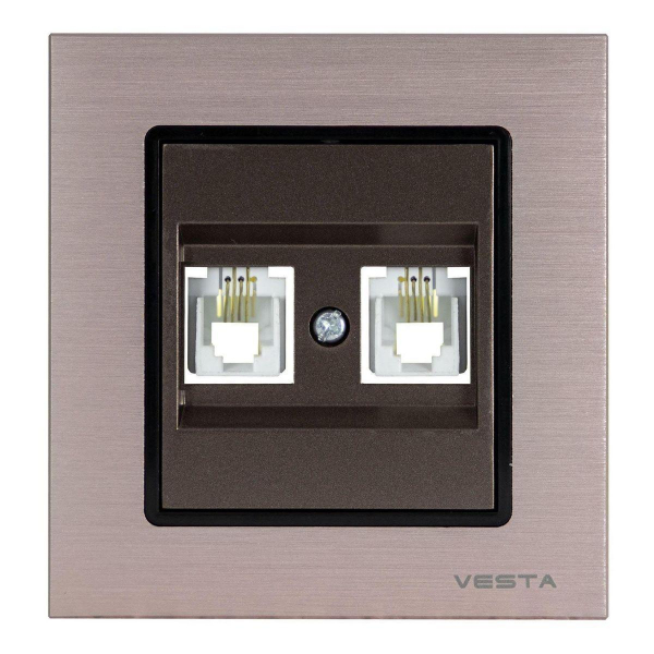 Розетка телефонная двойная Vesta-Electric Exclusive Champagne Metallic шампань FRZ00041014BSH Розетка телефонная двойная Vesta-Electric Exclusive Champagne Metallic шампань FRZ00041014BSH