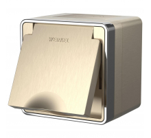 Розетка влагозащищенная с заземлением с защитной крышкой и шторками Werkel Gallant шампань рифленый W5071210 4690389164613