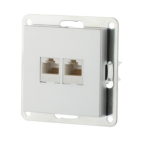 Розетка LK Studio компьютерная двойная 2хRJ-45 кат.5е с накладкой (серебристый металлик) LK80 846203-1 Розетка LK Studio компьютерная двойная 2хRJ-45 кат.5е с накладкой (серебристый металлик) LK80 846203-1