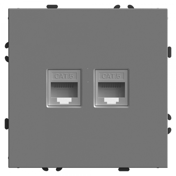 Розетка компьютерная 2-местная RJ-45 (механизм), STEKKER, серия Эмили, RST00-5111-10, платиново-серый, soft touch 49952 Розетка компьютерная 2-местная RJ-45 (механизм), STEKKER, серия Эмили, RST00-5111-10, платиново-серый, soft touch 49952